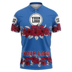 hibiscus floral polo shirt hawaiian shirt