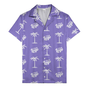 custom palm trees & your logo repeat black gold hawaiian shirt