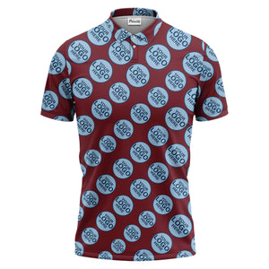 Custom Repeating Geometric Circles Logo Polo Shirt For Personalized Branding