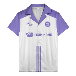 customizable black white bowling team logo & name hawaiian shirt for men
