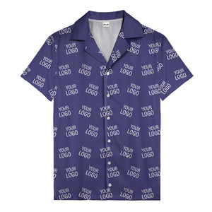 customizable repeat logo monochrome black hawaiian shirt for men