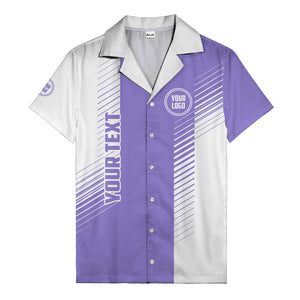 diagonal stripes & custom logo monochrome hawaiian shirt