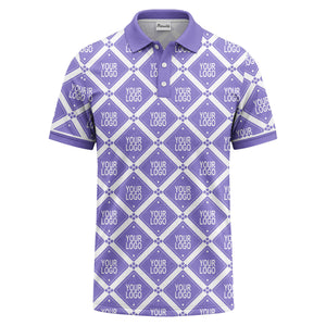 diamond grid logo repeat all over print polo shirt
