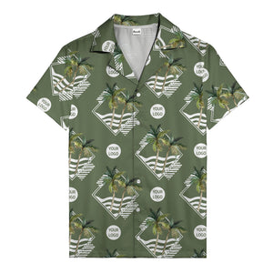 diamond waves & palm trees graphic hawaiian shirt for men