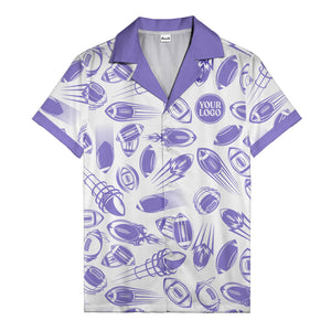 dynamic footballs & speed lines black white graphic hawaiian shirt for men