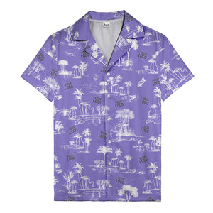 flamingo oasis black palm trees repeat pattern hawaiian shirt for men