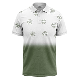 gradient black white custom logo repeat polo shirt