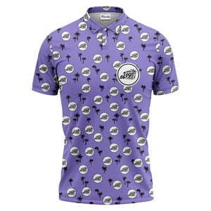illustrated black tropical palm trees repeating polo shirt for summer beach days