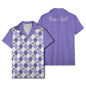 monochrome argyle diamonds golf logos hawaiian shirt