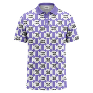 monochrome hexagon repeat custom logo geometric polo shirt for men