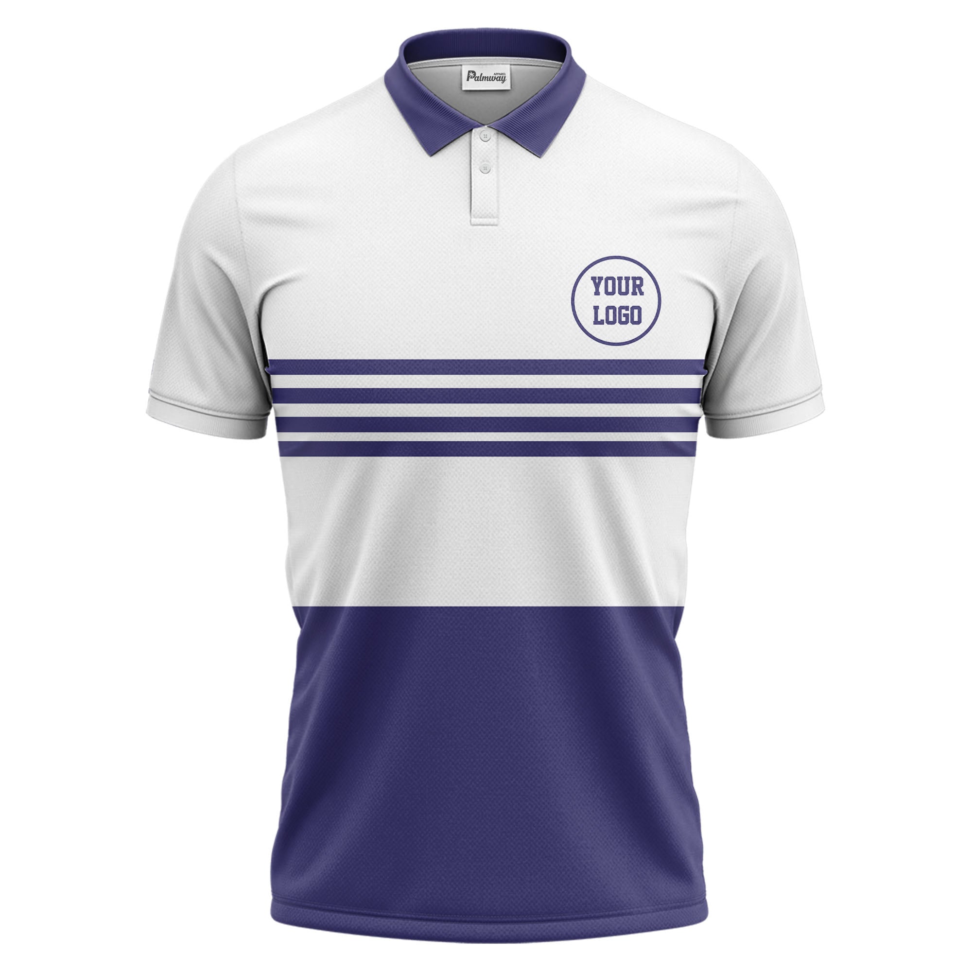 monochrome horizontal stripes & circular logo modern minimalist polo shirt for men