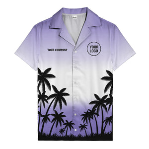monochrome palm tree gradient silhouette hawaiian shirt for men