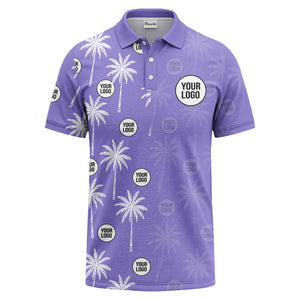 palm trees & custom logo circle repeat graphic polo shirt