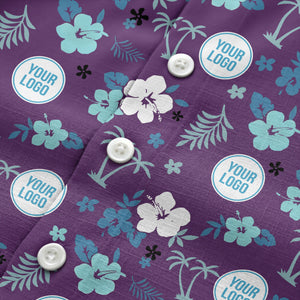 Purple Palm Blooms & Teal Leaf Hawaiian Shirt For Men