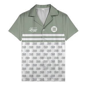 repeating customizable logo hawaiian shirt personalized text aloha button down shirt