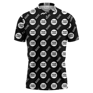repeating geometric circle logo graphic polo shirt - custom branding available