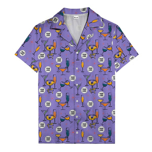 retro cocktail glasses & martini starburst hawaiian shirt