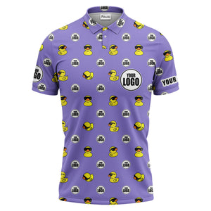 rubber duck repeat cartoon pattern custom logo black polo shirt for men