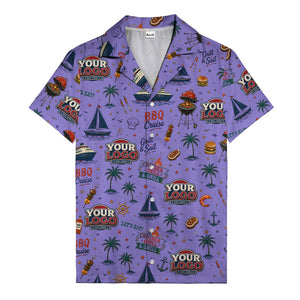 sailboats anchors ship wheels hamburger shrimp steak grill tools hawaiian shirt for men