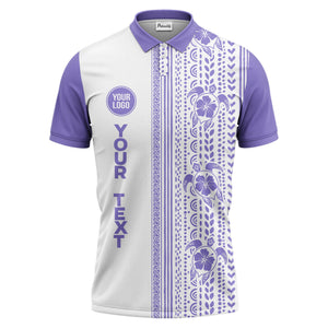 sea turtles hibiscus polynesian tribal black white polo shirt for men