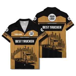semi-truck cityscape hawaiian shirt for road-warrior professionals