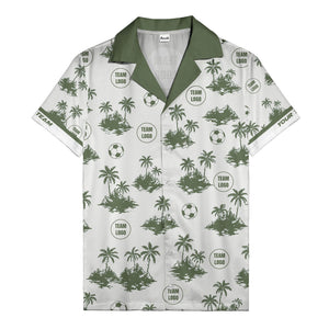 soccer balls & palm trees island repeat black white hawaiian shirt