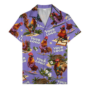 surfing roosters riding waves aloha hawaiian shirt with surfboards