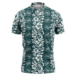 tropical hibiscus custom multi color floral print golf polo shirt for men