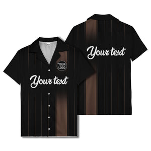 vertical black & white stripe custom logo hawaiian shirt