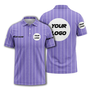 vertical pinstripe custom logo personalized text polo shirt