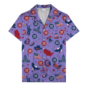 vintage cartoon statue of liberty & eagles patriotic hawaiian shirt