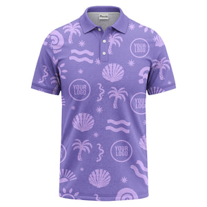 watercolor palm trees seashells waves polo shirt for beach vacation