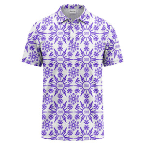 watercolor sunburst floral repeat pattern golf polo shirt