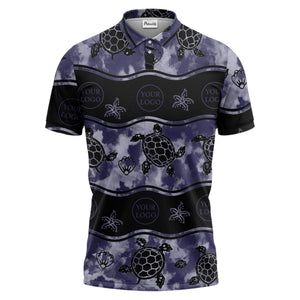 wavy band sea turtles starfish monochrome polo shirt for men