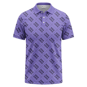 your logo diamond grid monochrome custom polo shirt for men