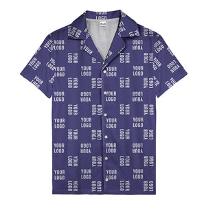 your logo repeat white on black modern graphic hawaiian shirt