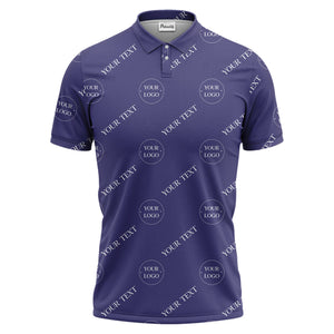 your name & logo repeat pattern black polo shirt for men