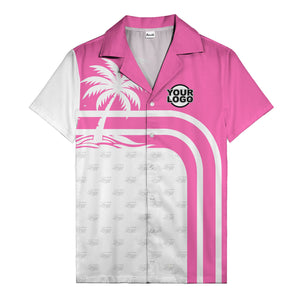 black and white palm trees curved stripes hawaiian shirt