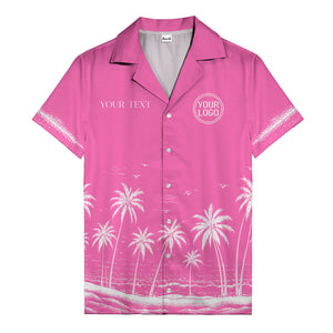 black and white palm trees & seagulls coastal scene hawaiian shirt