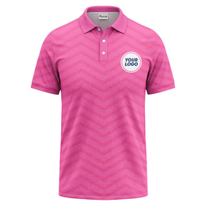 black chevron dot geometric pattern custom logo polo shirt for men