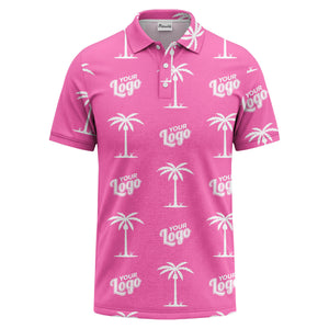 black gold palm trees & customizable logos graphic polo shirt
