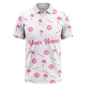 black palm tree silhouettes personalized polo shirt with custom logos