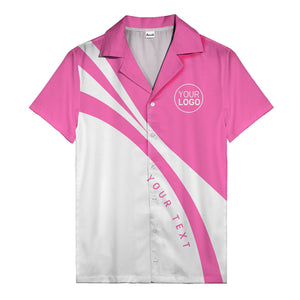 black white diagonal stripe hawaiian shirt with custom logo slot