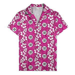 black & white hibiscus monstera custom logo hawaiian shirt for men