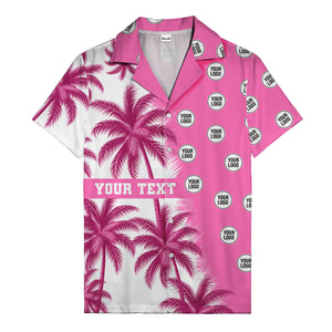 black & white palm tree repeat & custom logo hawaiian shirt for men