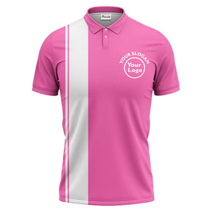 bold black white vertical stripe custom logo golf country club polo shirt
