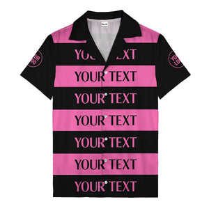 bold horizontal stripes customizable text hawaiian shirt for men