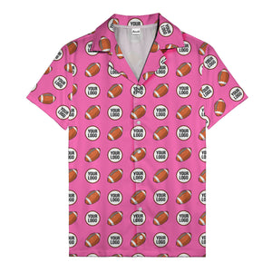 cartoon football field custom logo pattern black hawaiian shirt for men