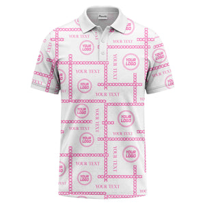 chain link grid custom logo monochrome polo shirt for men