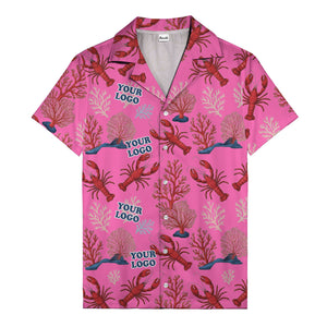 coral reef lobsters & watercolor logo repeat hawaiian shirt